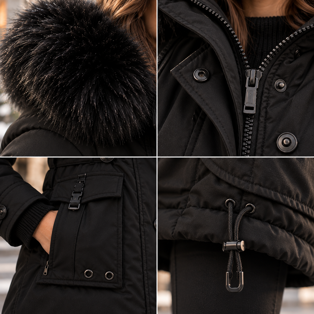Women's Faux Fur Hooded Winter Parka Coat