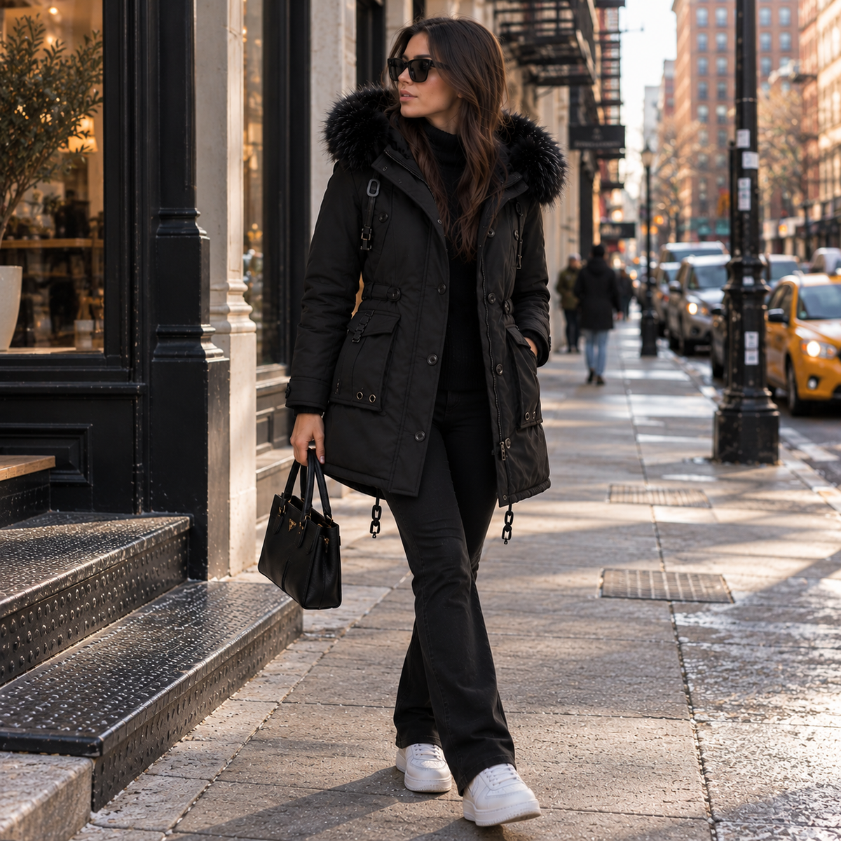 Women's Faux Fur Hooded Winter Parka Coat