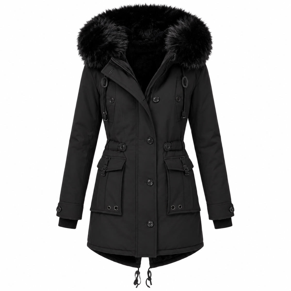 Women's Faux Fur Hooded Winter Parka Coat